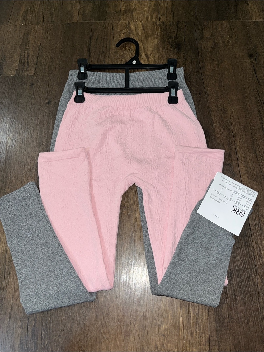 Girls' Pink & Gray Textured Leggings - Soft Stretch Duo size 12